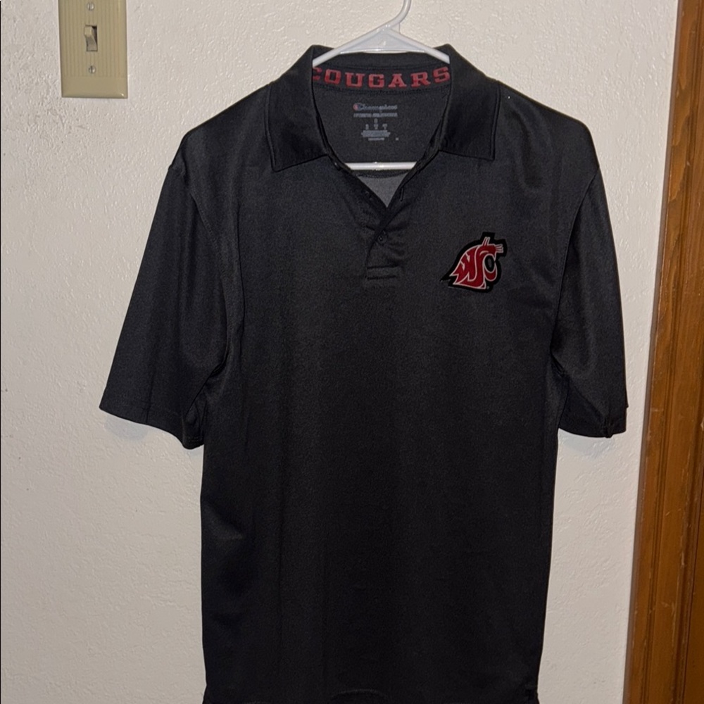 Champion Gray Polo Shirt with Short Sleeves and Textured Fabric